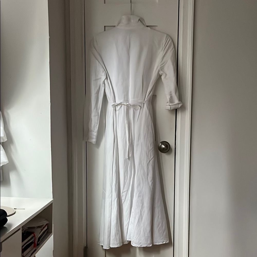 Linen Blend White Button-Down Dress - Picture 3 of 3
